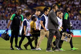 Amari'i Bell is stretchered off during Jamaica's 1-1 draw with the USA - pic: Justin Casterline/Getty Images)