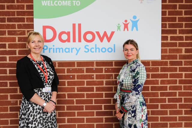 Liz Spurling (right) with Dallow Primary School headteacher Katharine Lovell