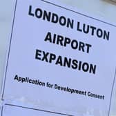 A sign advertising the Luton Airport Development Consent Order (DCO) hearing at Venue 360, Luton. Picture: Will Durrant/LDRS