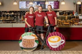 Staff from Costa Coffee in Dunstable are joining 24 cyclists on a 'Coffee Morning On Wheels' fundraiser