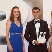 James Eid received the Sustainability Initiative of the Year at the Baking Industry Awards hosted by TV presenter Sally Phillips, far left