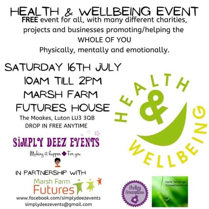 The poster for Marsh Farm's free Health & Wellbeing event