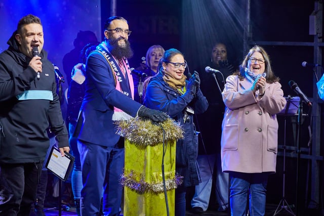 The mayor Mohammed Yaqub Hanif, Luton South MP Rachel Hopkins and Cllr Javeria Hussain, chair of Luton Rising, took to the stage to switch on the lights