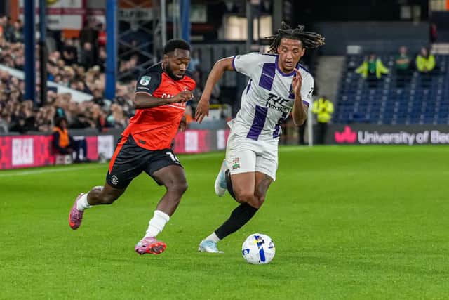 Shayden Morris gets forward on his debut against Barnet on Tuesday night - pic: David Horn / PRiME Media Images