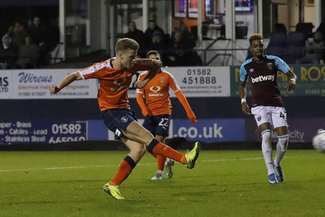 Kavan Cotter scores his first professional goal for Luton Town