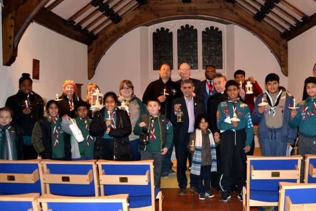 The clergy, deputy mayor and Leagrave scouts.