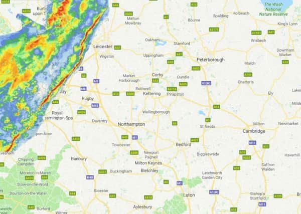 You've heard of the thin blue line, well this is the thin red line - otherwise known as a squall - and it is bringing intense rain and wind