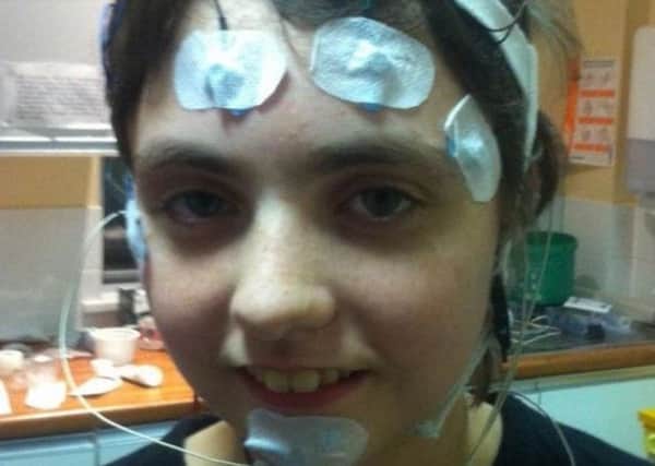 Sam at her first sleep study in 2013.