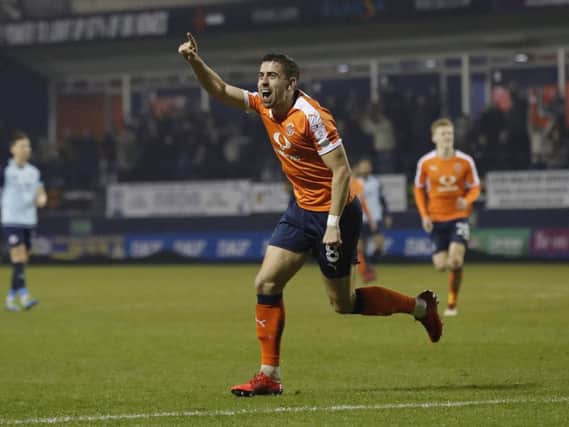 Olly Lee celebrates scoring Town's opener this evening