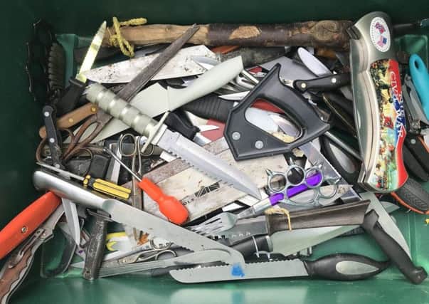 Knifes recovered from weapons bin