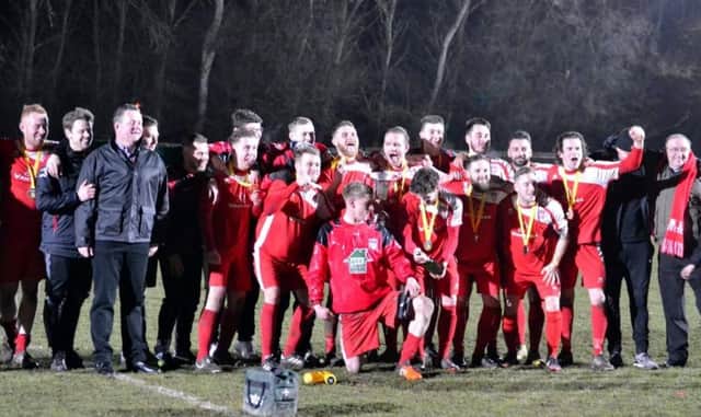 Totternhoe celebrate their Beds Senior Trophy victory