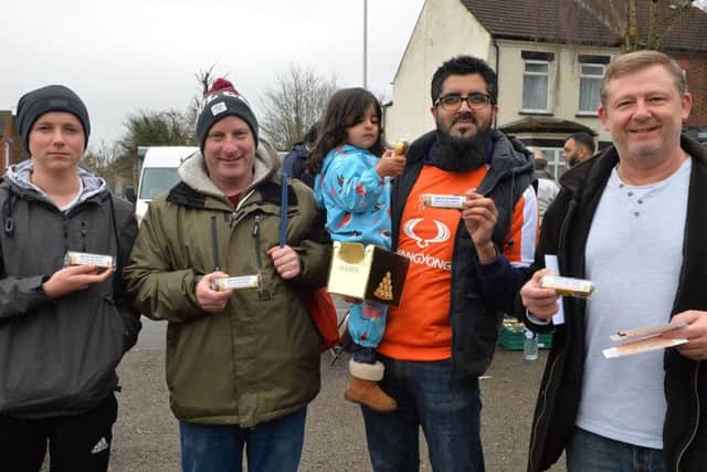 Bury Park Muslim Community handed out gifts to Luton Town supporters ahead of Monday's game. Photo by Gareth Owen / Luton Town FC