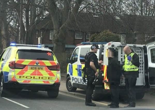 Police on the scene at Blundell Road earlier today [c. Alyesha Hutton]