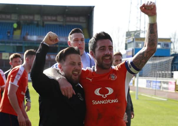Alan Sheehan celebrates promotion at Carlisle