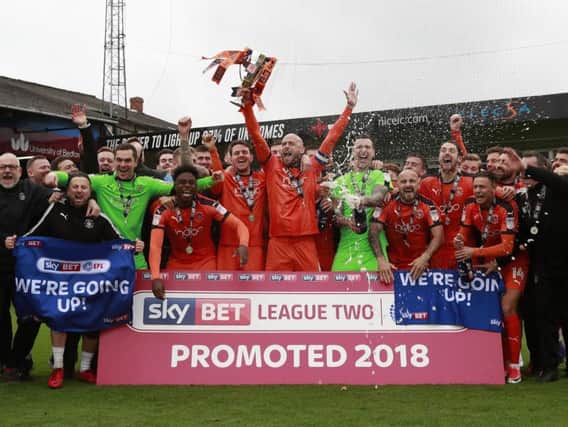 Luton Town lift the League Two runners-up trophy