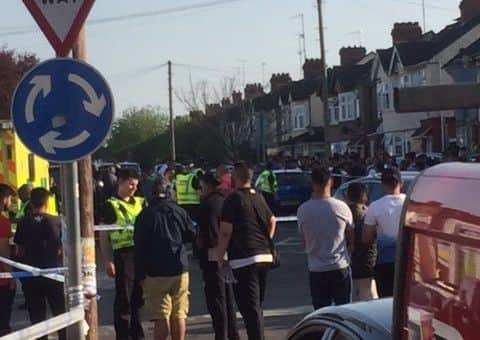 The scene after the stabbing on May 6