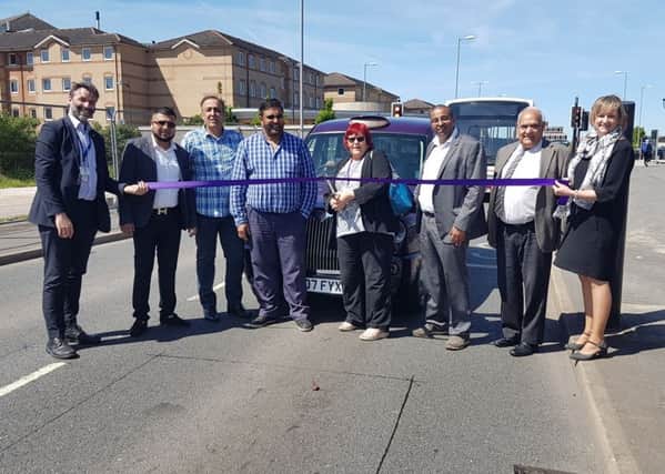 Hackney Carriage on Busway - ribbon cutting