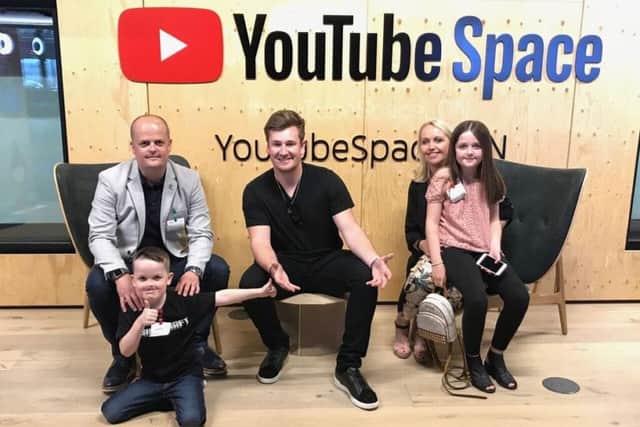 Archie and his family at YouTube headquarters.