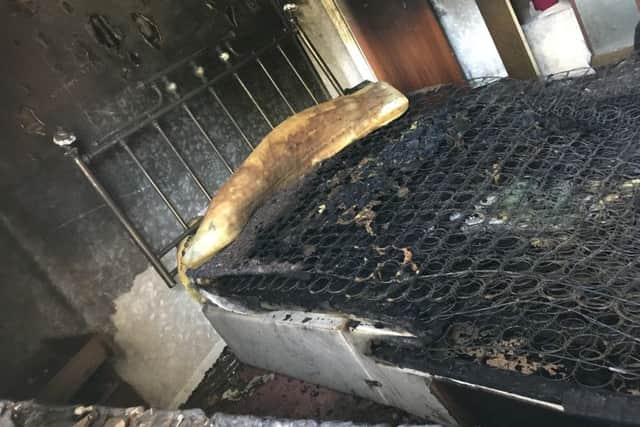 The burglars set fire to the woman's bed