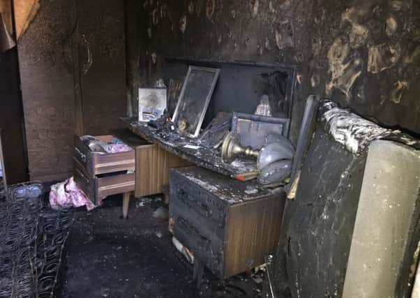 The woman's bedroom was torched