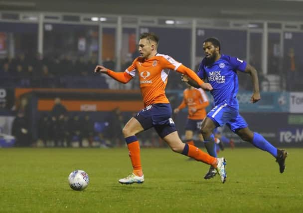Lawson D'Ath in action for Luton Town