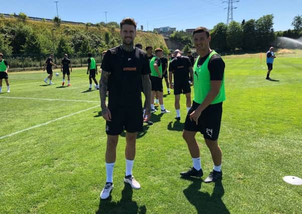 Sonny Bradley at pre-season training with fellow new signing Matty Pearson