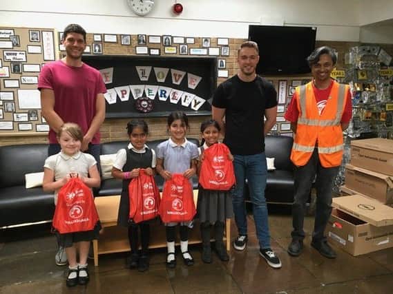 Whipoperley Infant School pupils with volunteers from Vauxhall and Christian Iszchak from Level Trust