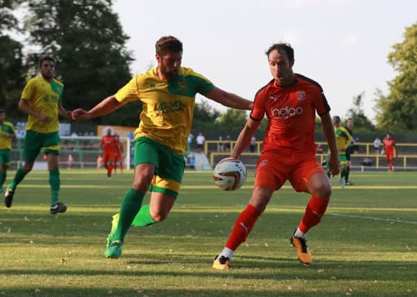 Danny Hylton in action against Hitchin Town on Friday night