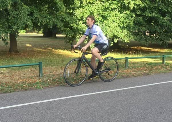 Reece training for his cycle to challenge to raise money for St John Ambulance