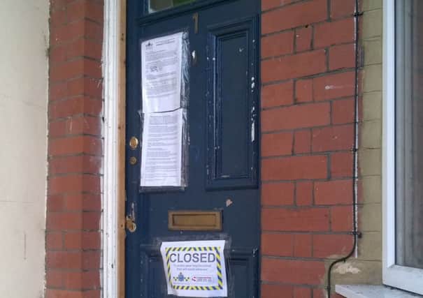 The front door of the property in St Saviours Crescent