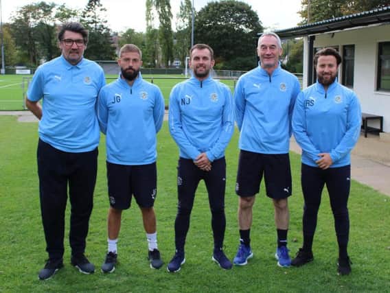 Steve Rutter meets up with Town's backroom staff at the Brache