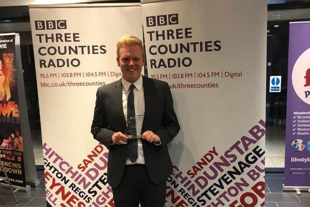 Adam Ryan with his BBC Three Counties award