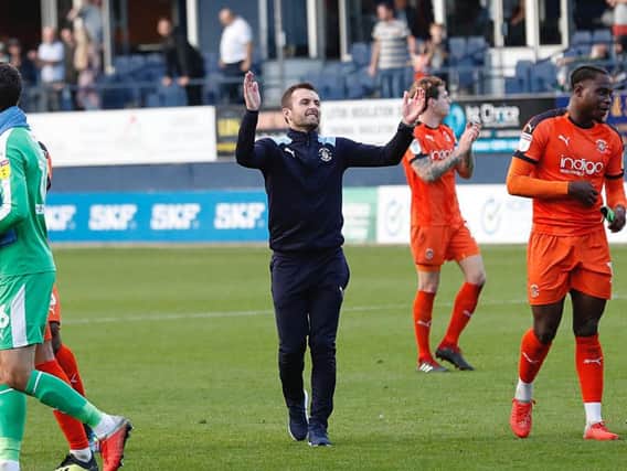 Hatter boss Nathan Jones hails the Town fans after beating Walsall on Saturday