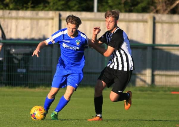 Alex Taylor on the ball for Dunstable against Corby Town - pic: Chris White
