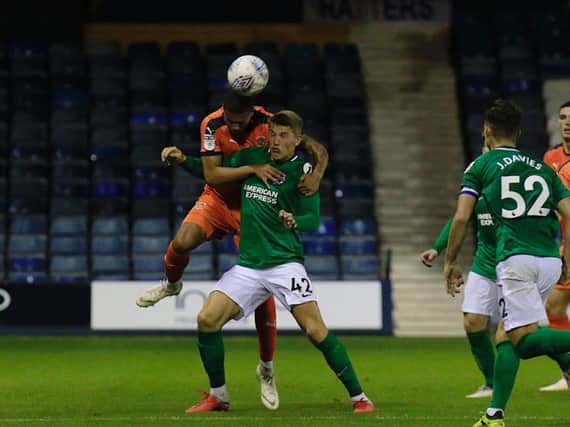 Town defender Frankie Musonda during his only appearance of the season for Luton so far