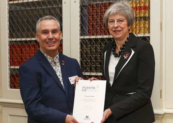 David Allen was presented with a Points of Light award from Prime Minister Theresa May at a reception at Downing Street for the MS Society to recognise the hard work happening within the multiple sclerosis community. Photo by Joel Rouse