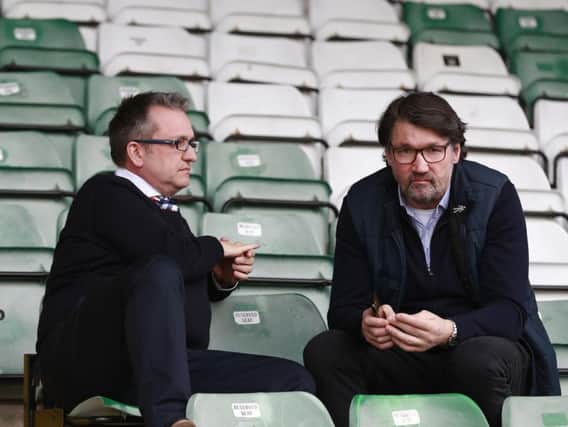 Hatters chief executive Gary Sweet with Town's chief recruitment officer Mick Harford