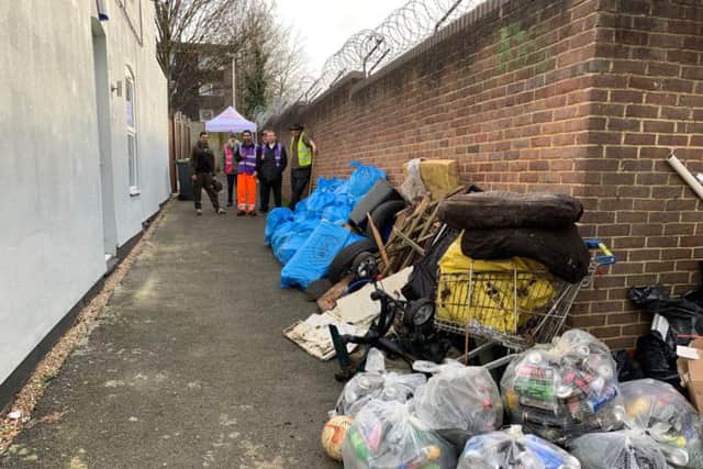 Bags of litter cleared from the Hartley Road alleyway