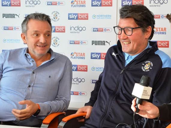 Hatters chief executive Gary Sweet and interim boss Mick Harford
