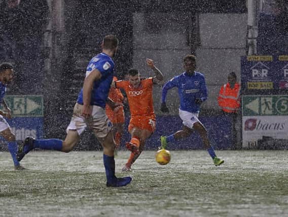 James Collins opens the scoring for Luton this evening