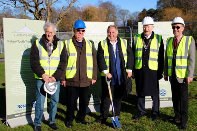 Groundbreaking ceremony, February 11, 2019: Rotary presidents of Luton's four clubs with district governor David Ford