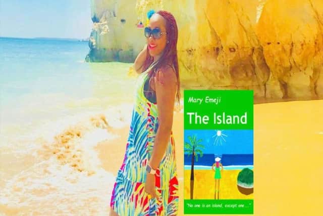 Mary on holiday in Portugal and inset, 'The Island'