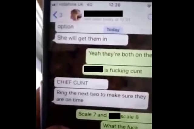 A screenshot shows the messages between teachers