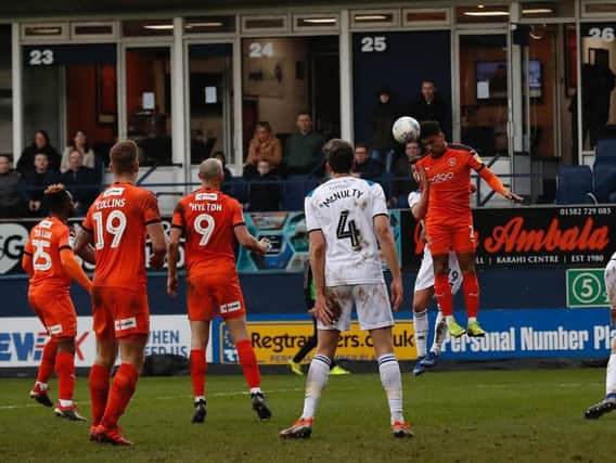 James Justin gets a header in against Rochdale on Saturday
