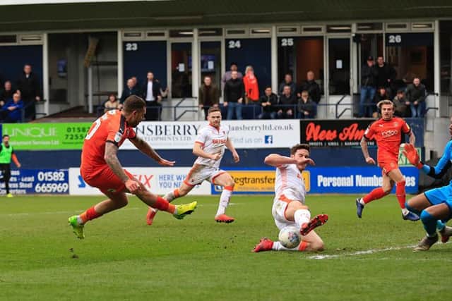 George Moncur almost wins it for the Hatters against Blackpool
