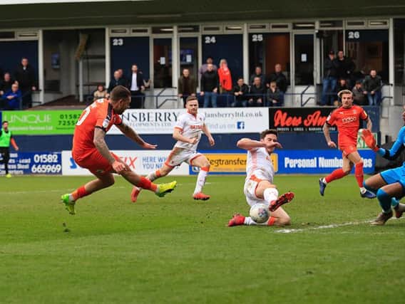 George Moncur almost wins it for the Hatters against Blackpool