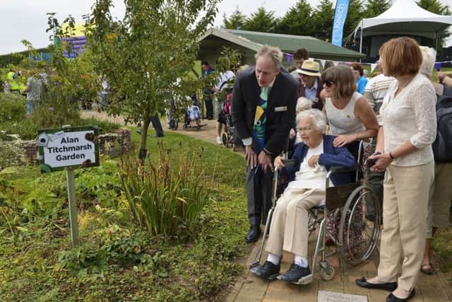 Iris White at the opening of Keech Hospice Care's new garden in 2015