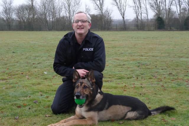 PC Wardell and retired Police Dog Finn