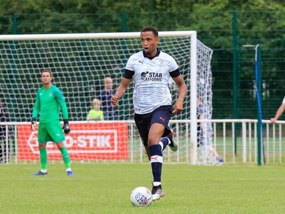 Brendan Galloway in action for the Hatters during pre-season