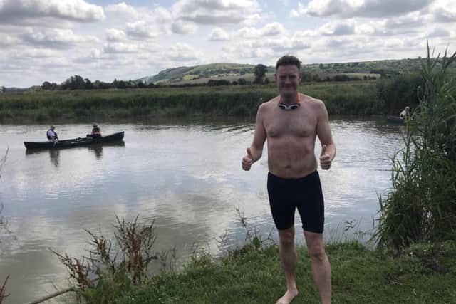 Mark Smith after swimming the River Adur
